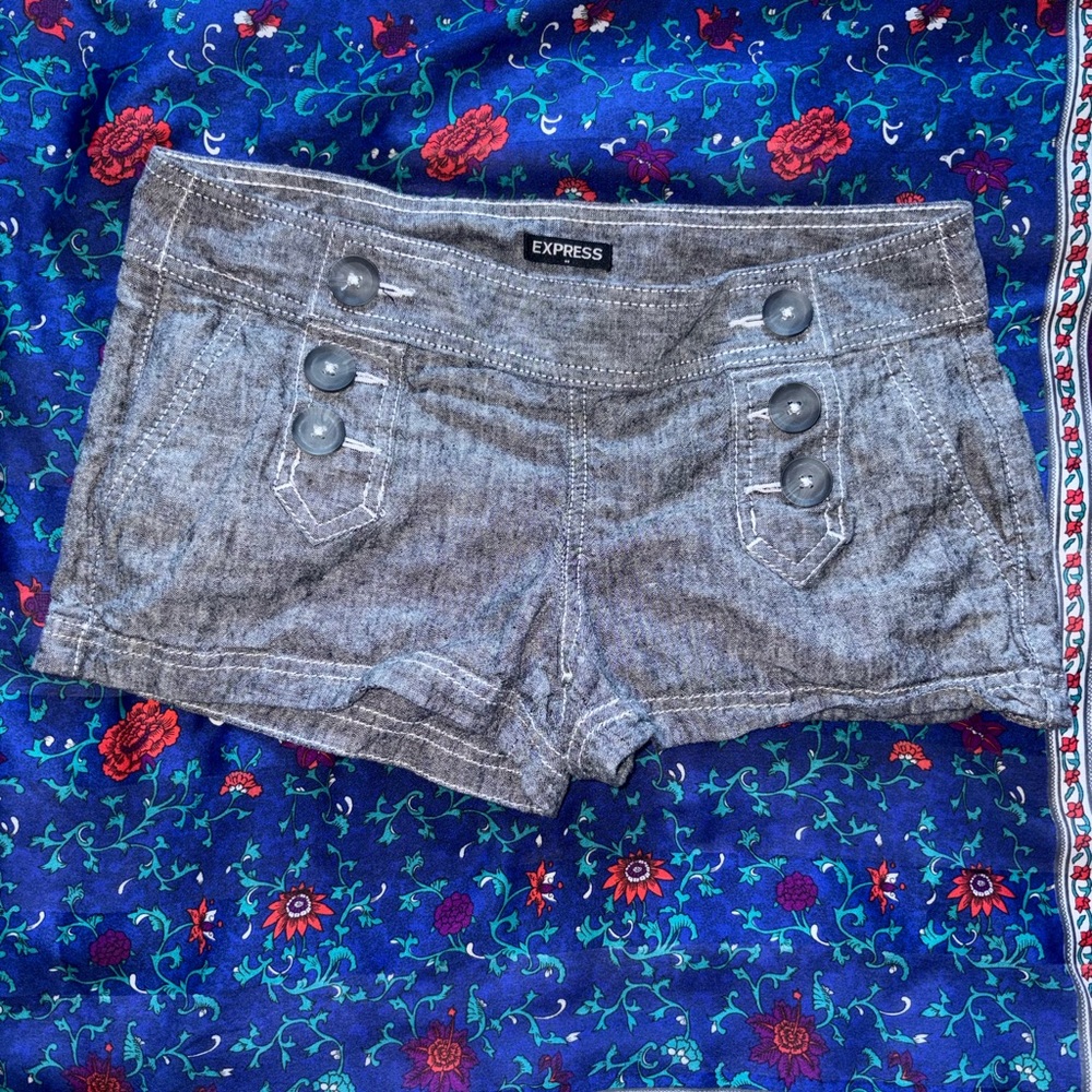 Express Charcoal Buttoned Jean Shorts